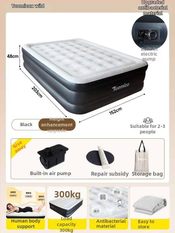 Õhupuhutav voodi välistingimustesse ja koduseks kasutamiseks, ühe isiku jaoks, kaasaskantav kokkupandav disain (Pind: Komposiitkangas; Kasutus: välikämping; Maht: 1 isik; Kaasaskantav)