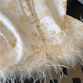 Ženski žakard bez rukava vest (okrugli izrez, opušten kroj, poliester materijal, poliester punjenje, zima 2025)