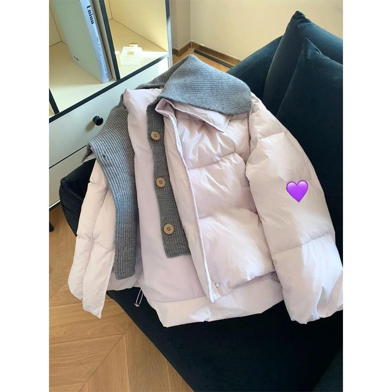 Koreai stílusú kötött mellény gallérral és darabokból összevarrt dizájnnal, akril anyag, ultra rövid hossz