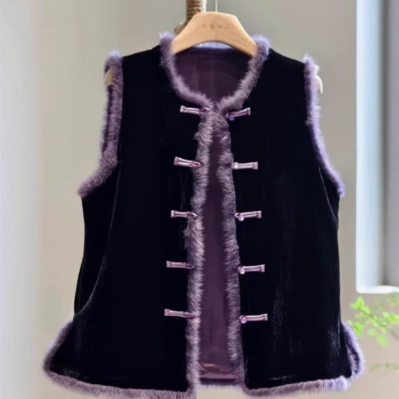 Geometrijska Chenille vest s polo ovratnikom, regular kroj, duljina 50–65 cm