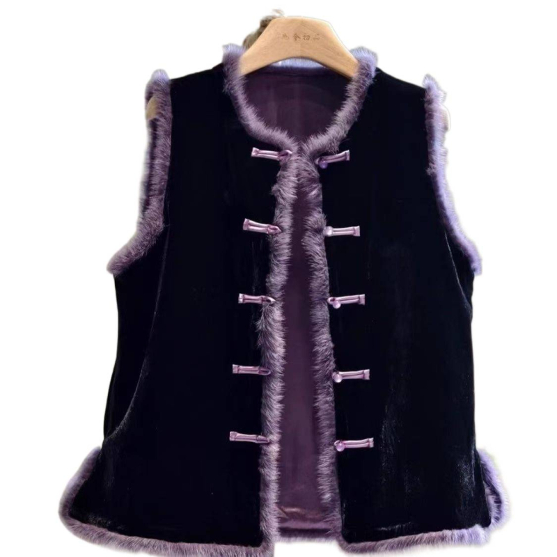 Geometrijska Chenille vest s polo ovratnikom, regular kroj, duljina 50–65 cm