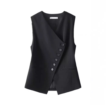 Дамски Slim-Fit жилет – V-образно деколте, полиестерна материя, пълнеж полиестер-памук