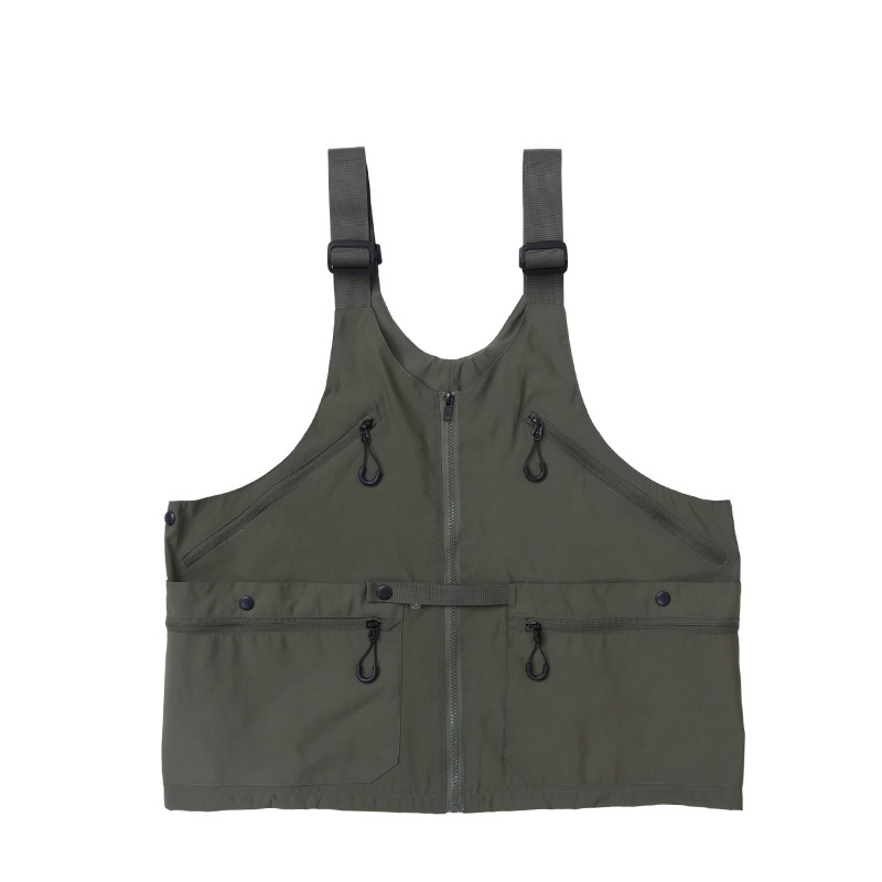 Vīriešu bez piedurknēm darba veste ar vairākiem kabatām — Taslan audums, 80% poliesters, 20% kokvilna, oderējums poliester, rāvējslēdzējs, V-veida kakls