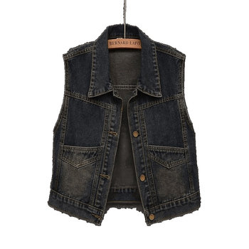 Vintage denim vesta, kratka, bez rukava, mješavina denima i pamuka, jesen 2024