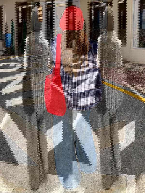 Vesta s mrežastim uzorkom, stojeći ovratnik, punilo Down cotton, poliester tkanina, srednja duljina, zima 2025, elegantan uredski stil