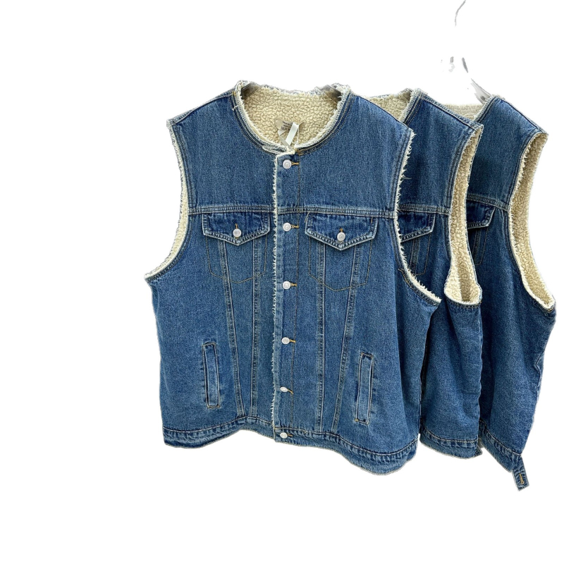 Ženski pamučni vest s V-izrezom, slobodan kroj, srednja duljina, casual kardigan stil, jesen 2025