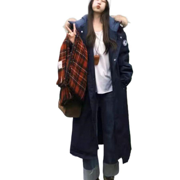 Dugi ženski parka s polo ovratnikom, zatvaračem, srednja debljina, zima 2025, korejski stil