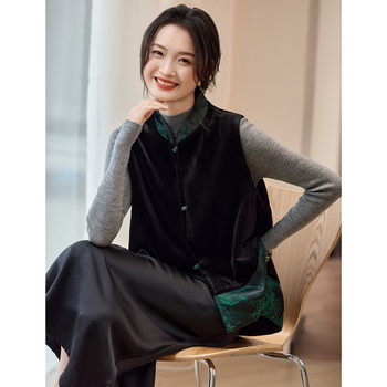 Női reverszibil mellény, ujjatlan, laza szabású, casual/basic stílusban, pamut-poliészter keverék (70–80% pamut; 70–80% poliészter), ősz 2024