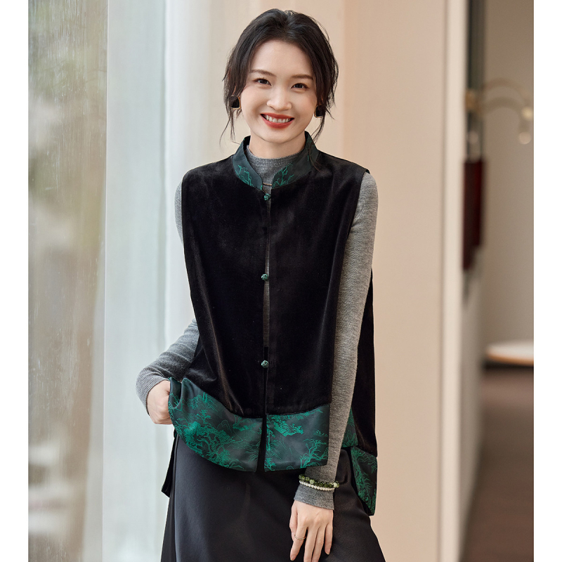 Női reverszibil mellény, ujjatlan, laza szabású, casual/basic stílusban, pamut-poliészter keverék (70–80% pamut; 70–80% poliészter), ősz 2024