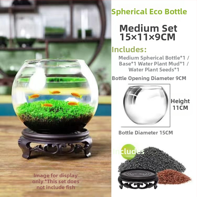 Хидропонна екологична бутилка за настолен декор – микро пейзаж, ландшафт от стъклена бутилка, семена за водни растения за четири сезона (магнитни материали; без внос)