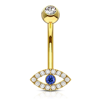 Navel piercing od srebra 925, dijamantno uokvirenje, motivi oka, srca i leptira, geometrijski dizajn