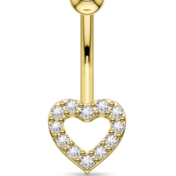 Navel piercing od srebra 925, dijamantno uokvirenje, motivi oka, srca i leptira, geometrijski dizajn