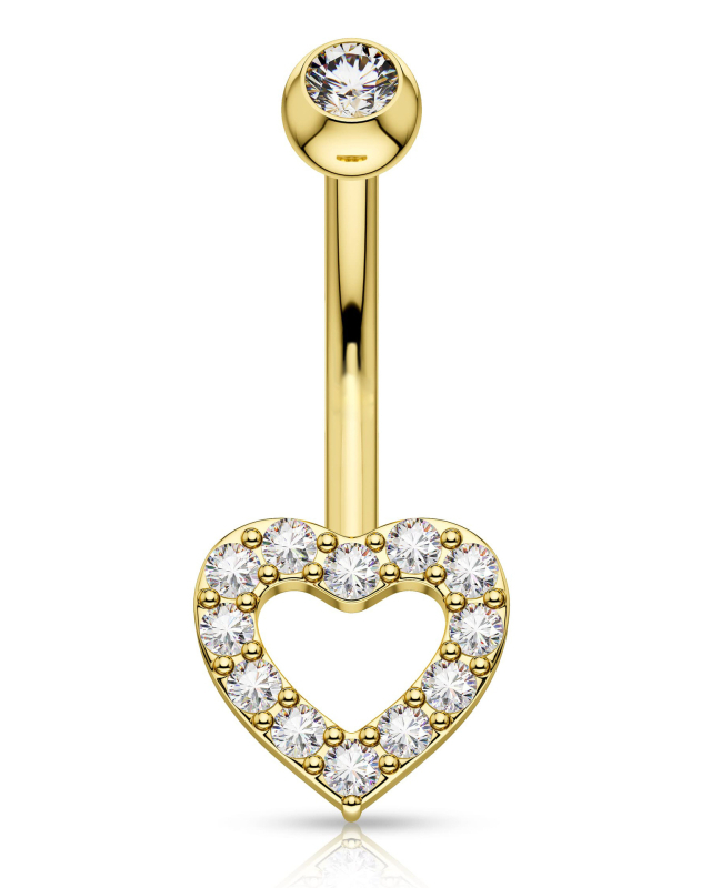 Navel piercing od srebra 925, dijamantno uokvirenje, motivi oka, srca i leptira, geometrijski dizajn