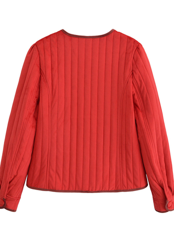 Palton din bumbac cu panouri de catifea, croială lejeră, guler rotund, mâneci lungi, primăvara 2025