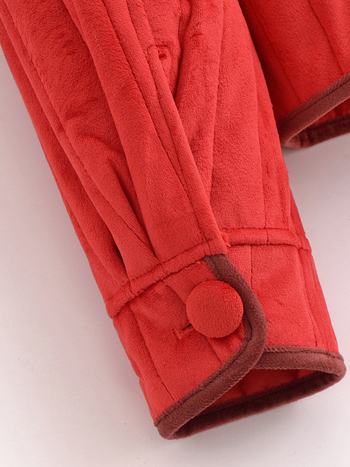 Palton din bumbac cu panouri de catifea, croială lejeră, guler rotund, mâneci lungi, primăvara 2025