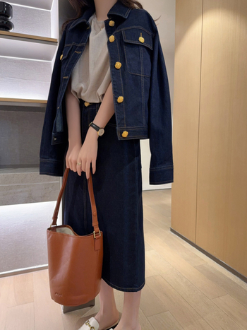 Pamučna jakna, dugi rukavi, V-izrez, vintage retro stil, srednja duljina 50–65 cm