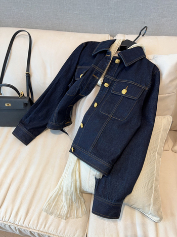 Pamučna jakna, dugi rukavi, V-izrez, vintage retro stil, srednja duljina 50–65 cm