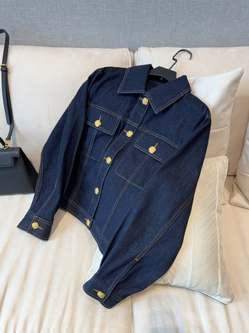 Pamučna jakna, dugi rukavi, V-izrez, vintage retro stil, srednja duljina 50–65 cm