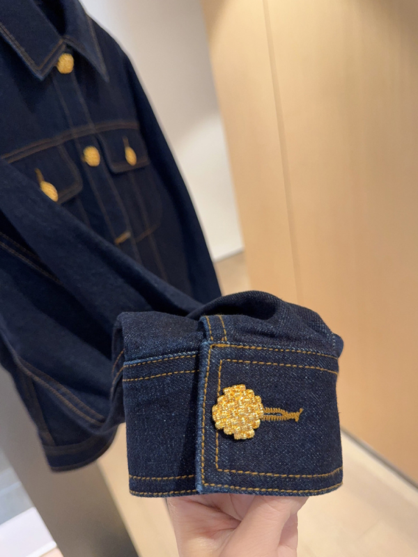 Pamučna jakna, dugi rukavi, V-izrez, vintage retro stil, srednja duljina 50–65 cm