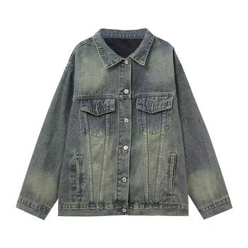 Denim jakna s fleece podstavom, debela, kratka, bez rukava, polo ovratnik, za žene