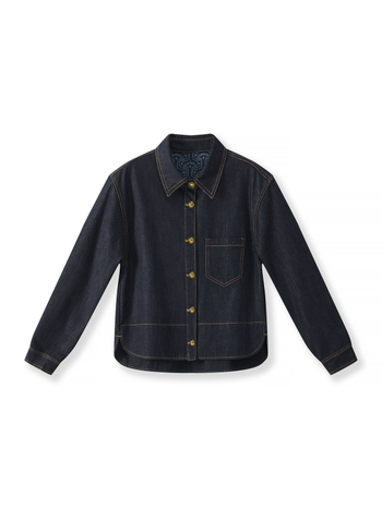 Džins jakna s labavim krojem, duge rukave, retro stil, Bamboo Tencel denim tkanina, jesen-zima