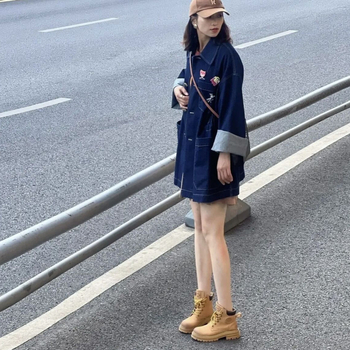 Denim trench kaput, široka silueta, pojas u struku, duge rukave, srednja duljina