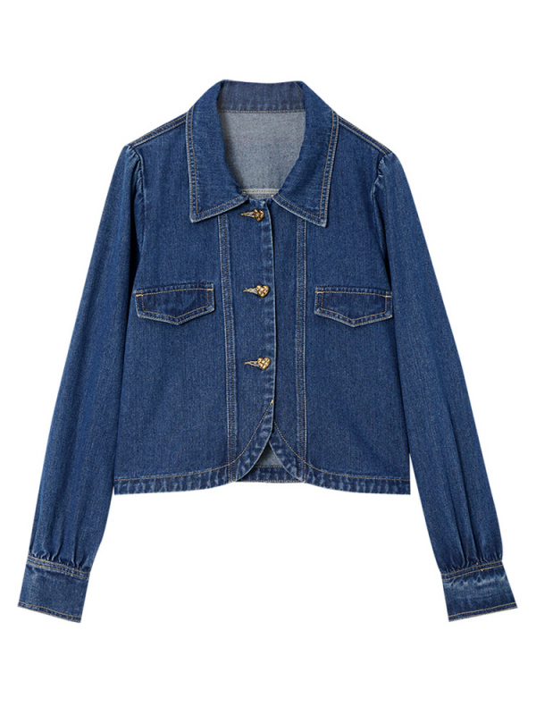 Ženski kratki kaput s reverom tipa lapel, dugi rukavi, I‑oblik kopča, pamuk 50–70% mješavina, street hipster stil
