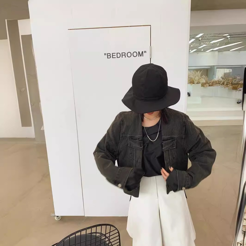 MONA Ženski široki traper kaput, korejski stil, jesen 2024, retro casual
