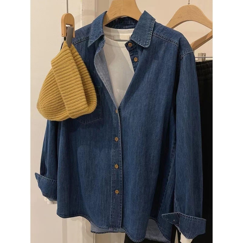 Denim košulja, slobodnog kroja, duge rukave, POLO ovratnik, proljeće 2023