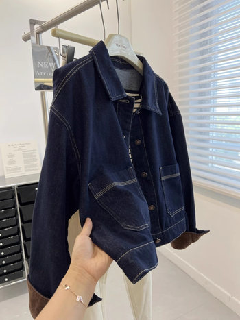 Jachetă de denim cu guler rever, mâneci lungi, croială liberă, stil urban, lansare toamnă 2025