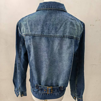 Geacă de damă din denim, denim din bumbac, croială lejeră, mâneci lungi, rever stil lapel