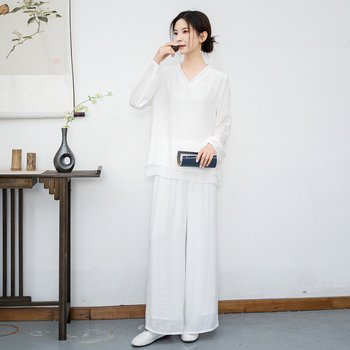 Етно-дзен двучастков комплект за медитация и йога за сцена – памук, съдържание над 95%, колaжно шиене, Есен 2024