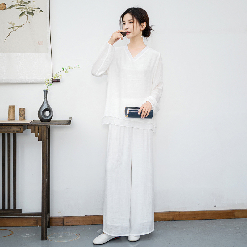 Етно-дзен двучастков комплект за медитация и йога за сцена – памук, съдържание над 95%, колaжно шиене, Есен 2024