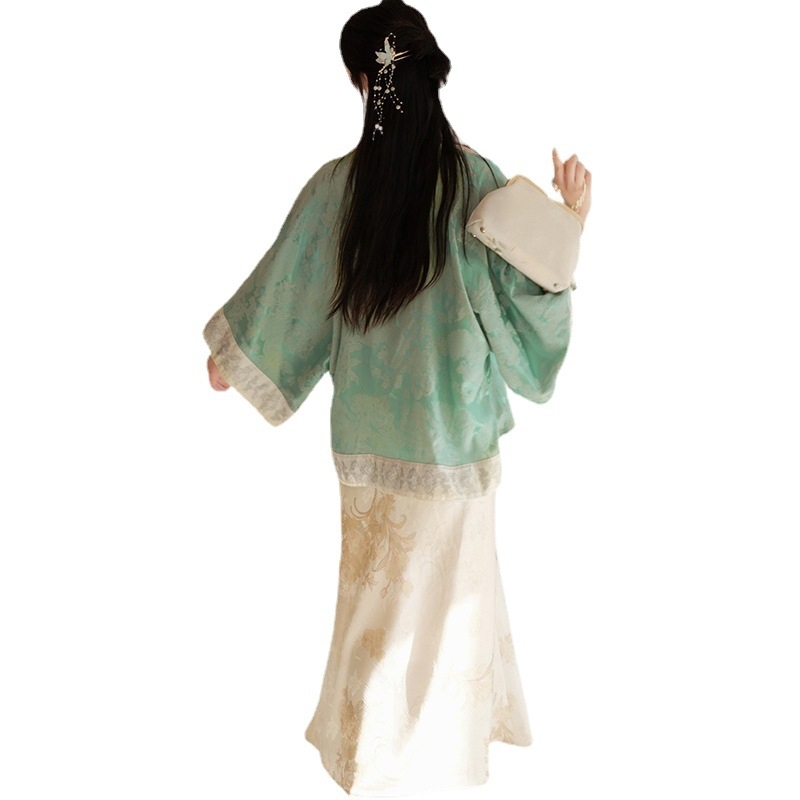Hanfu dvodijelni set: top s jacquardom i suknja s ribljim repom, jesenji nacionalni stil 2024