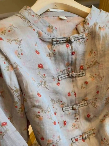 Дамско палто в стил Тан с дзен влияния и китайски национален стил, пролет 2024