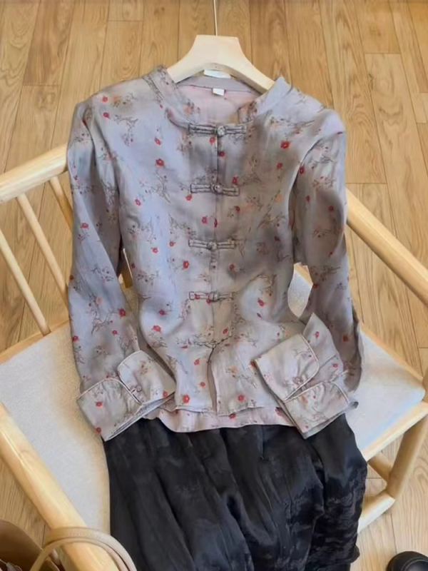 Дамско палто в стил Тан с дзен влияния и китайски национален стил, пролет 2024