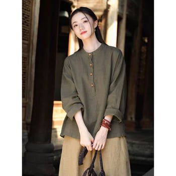 Ženský Tai Chi kostým v čínskej Zen štýle, bavlno-linový materiál, 70-80% bavlna, zapínanie uzlami, jeseň 2025