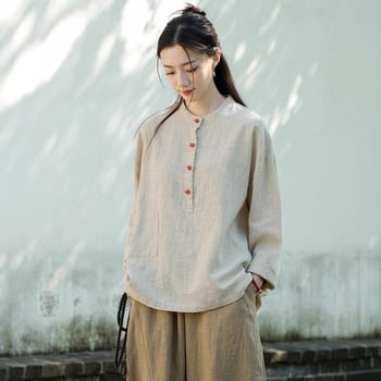 Ženský Tai Chi kostým v čínskej Zen štýle, bavlno-linový materiál, 70-80% bavlna, zapínanie uzlami, jeseň 2025