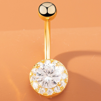 Csillag alakú köldök piercing, fém ékszer elektroplatázott felülettel, modell XM-05