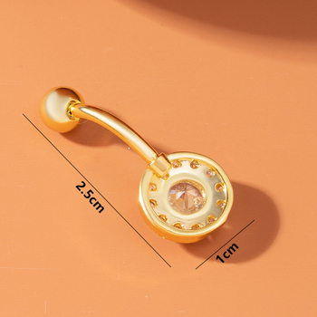 Csillag alakú köldök piercing, fém ékszer elektroplatázott felülettel, modell XM-05