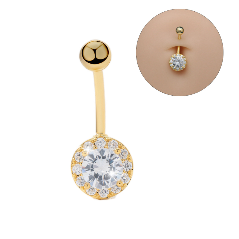 Csillag alakú köldök piercing, fém ékszer elektroplatázott felülettel, modell XM-05