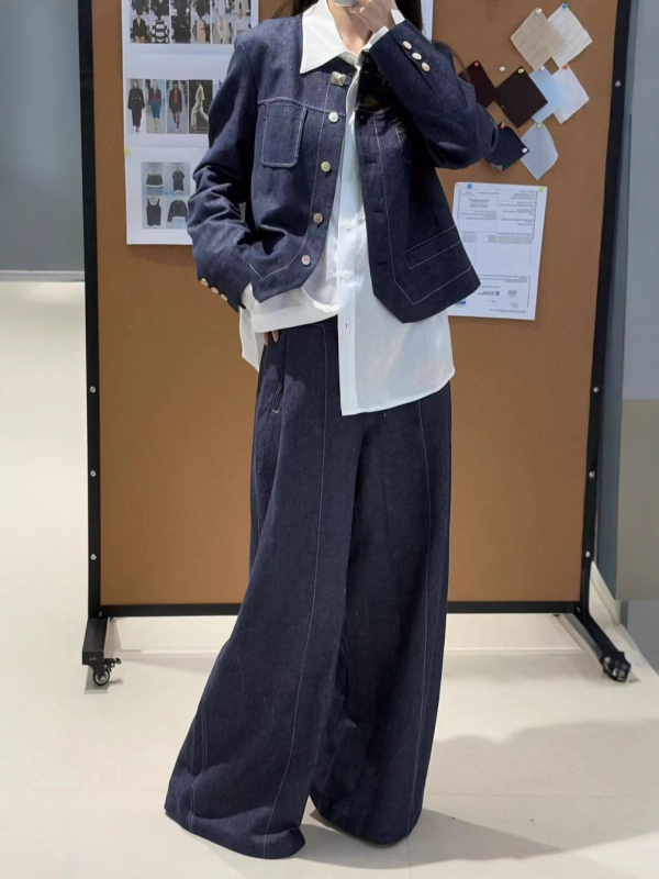 Ženska jakna od konoplje i pamuka, dugi rukavi, okrugli ovratnik, retro stil, duljina 50–65 cm, proljeće 2025