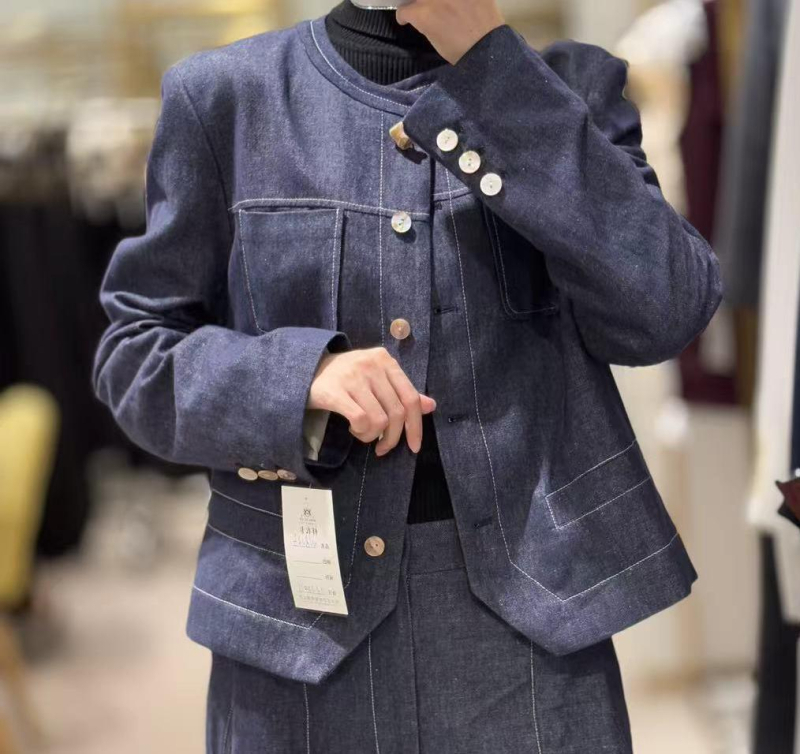 Ženska jakna od konoplje i pamuka, dugi rukavi, okrugli ovratnik, retro stil, duljina 50–65 cm, proljeće 2025