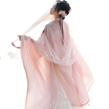 Izvorni ženski Hanfu komplet s kineskim elementima, tkanina hang-dyed od polietilenskog vlakna s 50–70% spandexa, ljetna kolekcija 2023