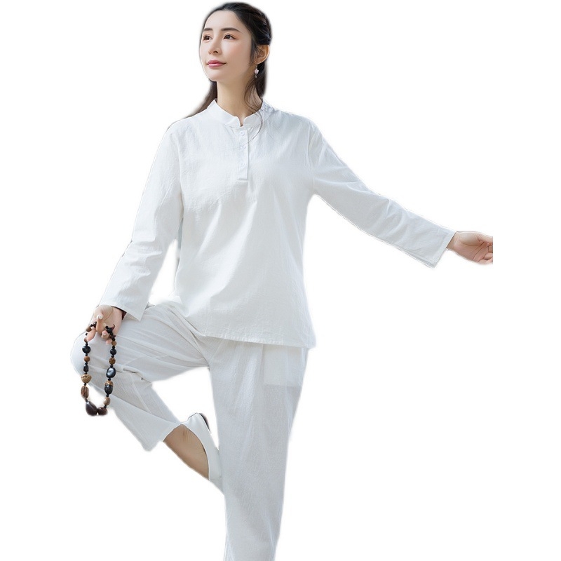 Set odjeće za čajnu ceremoniju – konopna tkanina, pamuk-mješavina s poliesterom <30%, visoko-temperature oblikovanje, Tai Chi Zen joga, jesen 2024