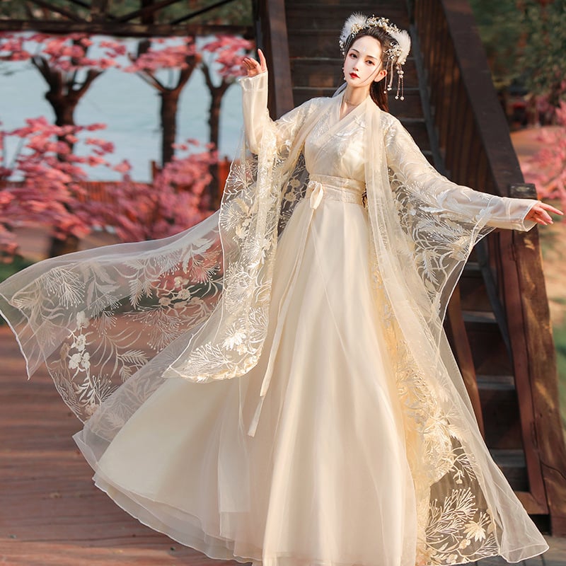 Suaugusiųjų Hanfu suknelė, medvilnės audinys, 50-70% medvilnės turinys, surinkimo/siuvimo procesas