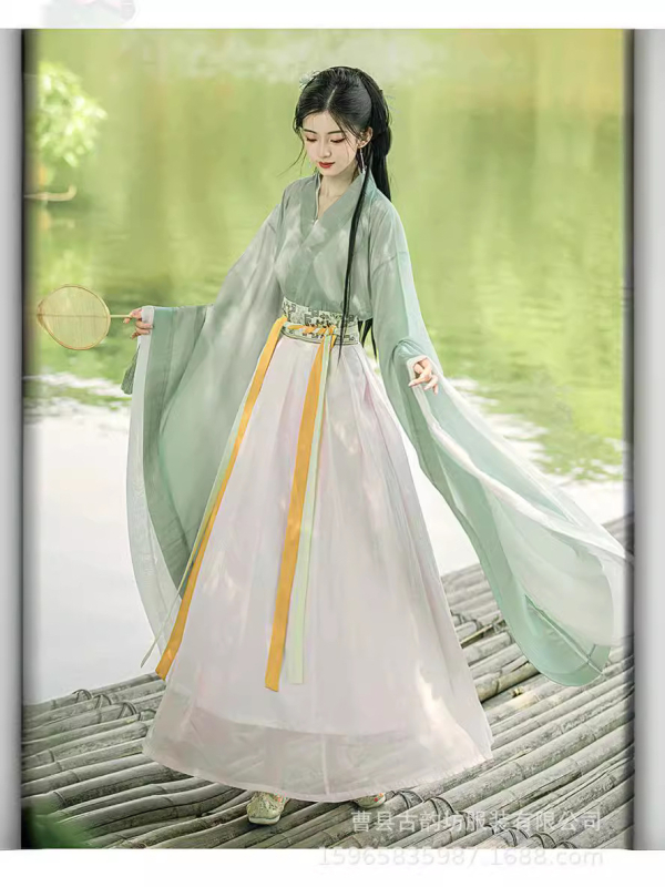 Hanfu ženska suknja do struka, kineskom stilu drevni kostim, svila, ljeto, otisak i bojanje