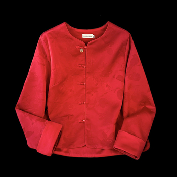 Novi kineski jacquard top s okruglim izrezom i kopčanjem, dugi rukavi, kineskog stila
