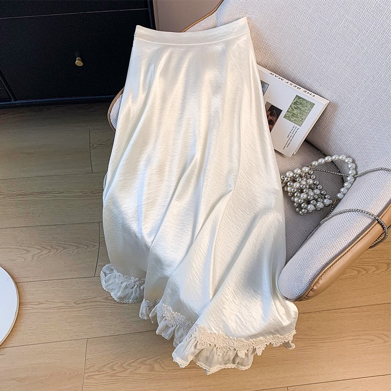 Hanfu inspirirana poluduga suknja s čipkom (Glavni materijal: koža z koze; Tkanina: pamuk pređa; Model: univerzalan)