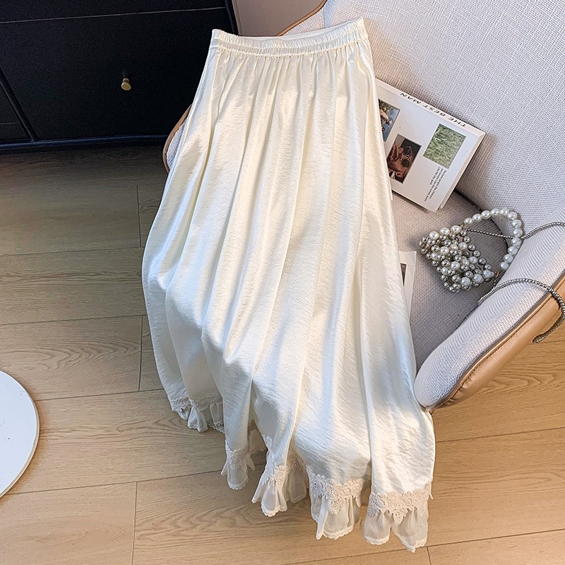 Hanfu inspirirana poluduga suknja s čipkom (Glavni materijal: koža z koze; Tkanina: pamuk pređa; Model: univerzalan)